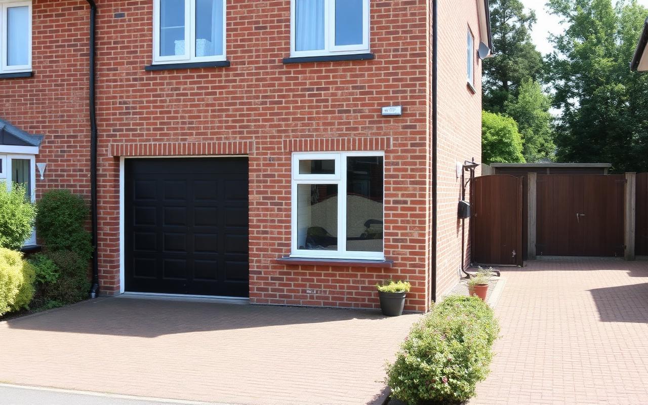 Brick infill replacing garage door matched to existing 1960s brickwork