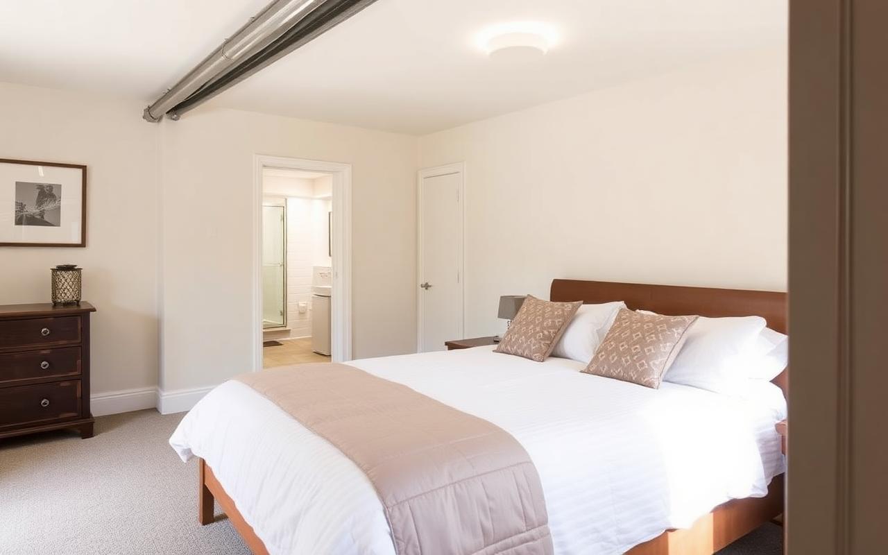 Garage converted into ground floor bedroom with en-suite for accessibility