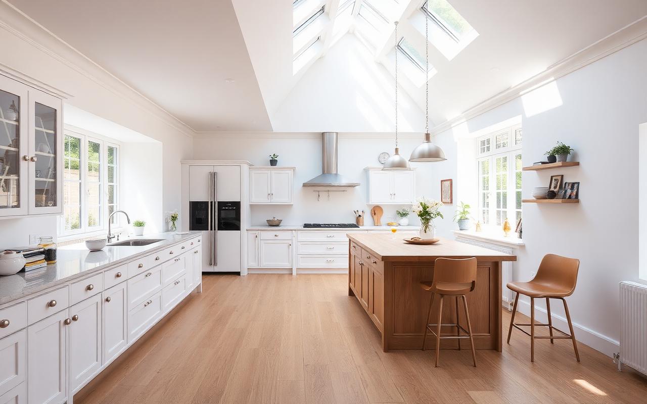 Open-plan kitchen-diner in a side-return extension on a Victorian terrace in Beckenham