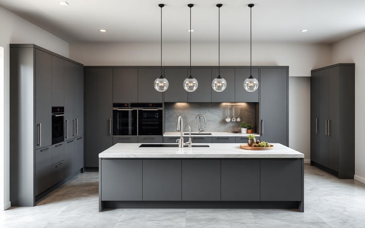 Modern handleless kitchen with integrated appliances in Bromley