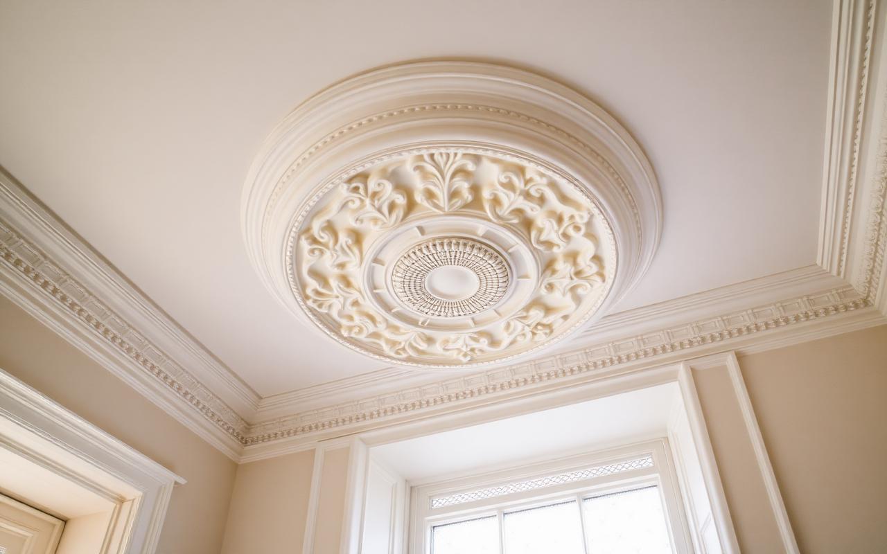 Restored period feature cornicing and original sash windows