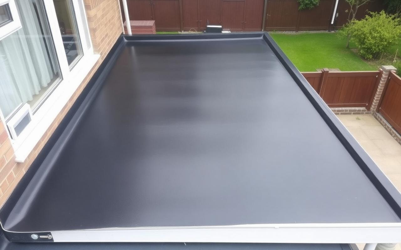 EPDM rubber membrane flat roof on a single-storey rear extension in Kent